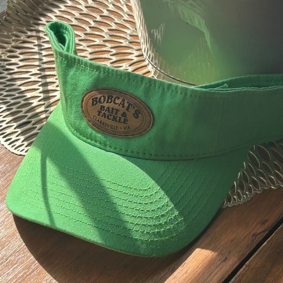 Bobcat’s Fishing Visor Adult Adjustable Logo Leather Green Clarkesville, VA NEW